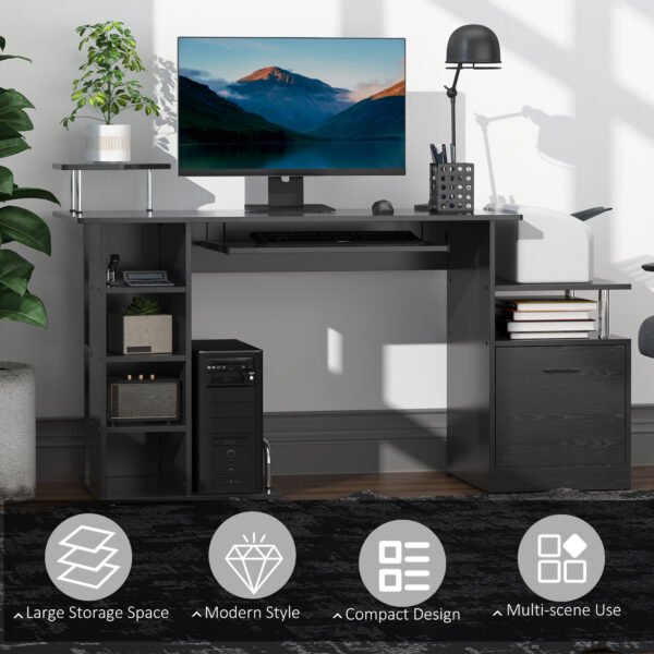 Computer Desk PC Workstation with Drawer Shelves CPU Storage Rack Home Office Furniture (BLACK) - Image 6
