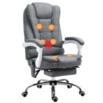 Heated 6 Points Vibration Massage Executive Office Chair, Adjustable Swivel Ergonomic High Back Desk Chair w/ Footrest, Grey