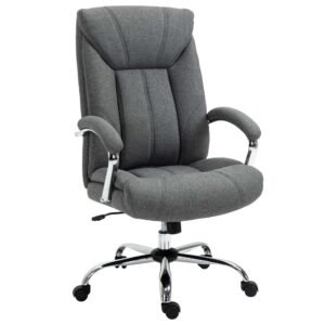Executive Office Chair with Linen Fabric, Adjustable Height, Armrests, Desk Chair for Home Office, Grey