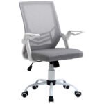 Mesh Office Chair w/ Lumbar Back Support, Adjustable Height, Flip-Up Arm, Ergonomic Desk Chair, Computer Desk Chair, Grey