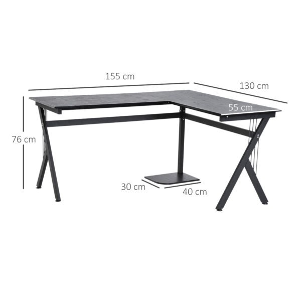 Corner Computer Desk, L-Shaped Desk with CPU Stand, Home Office Laptop Haven, Study Workstation, Black - Image 3