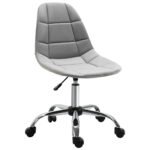 Ergonomic Office Chair with Adjustable Height and Wheels Velvet Executive Chair Armless for Home Study Bedroom Grey