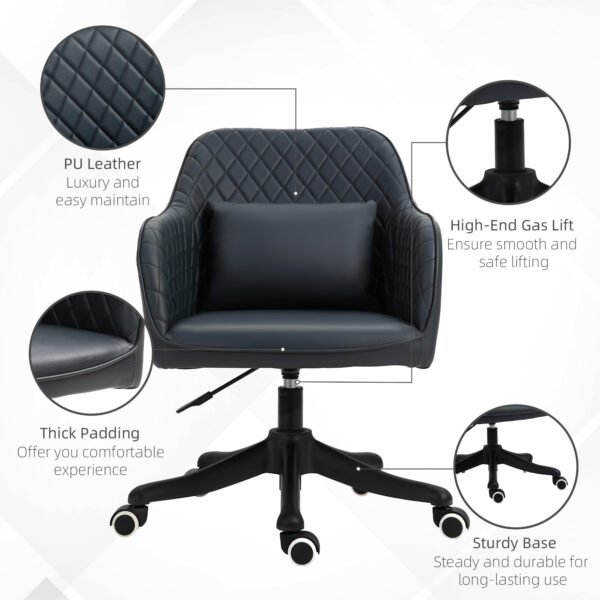 PU Leather Massage Office Chair, Computer Desk Chair, Electric Vibration Massage Lumbar Pillow with Wheels, Blue - Image 7