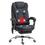 6-Points Executive Office Chair, Ergonomic Heated Vibration Massage Office Chair, Desk Chair w/ Reclining Back, Footrest, Black