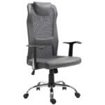 High Back Mesh Office Chair, Ergonomic Design with Headrest, Height Adjustable, Swivel, Grey