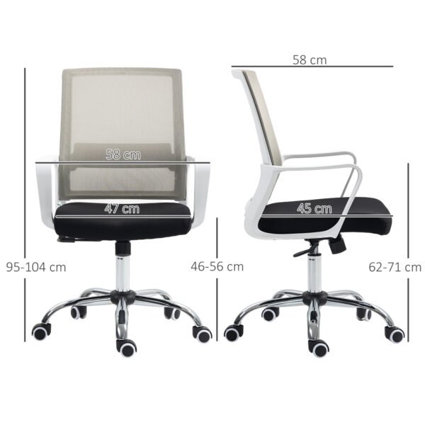 Ergonomic Office Chair, Mesh Desk Chair with Adjustable Height, Armrest, 360¬∞ Swivel Wheels, Black - Image 3