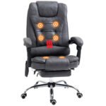 Massage Office Chair w/ 6 Heated Vibration Points, Ergonomic Desk Chair, Executive Office Chair w/ Footrest & High Back, Dark Grey