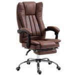 Ergonomic Desk Chair Home Office Chair with Reclining Function Armrests Swivel Wheels Footrest Brown