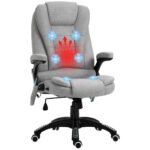 Massage Office Chair w/ 6 Vibration Points, Executive Office Chair, Ergonomic High-Back Design with Swivel Base, Light Grey