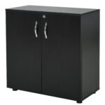 Black Cabinet Lockable File Cabinet with 2-Tier & Anti-Slip Feet, Storage for Office Equipment, 80 x 80 x 40cm