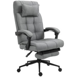 Executive Office Chair w/ Adjustable Height, Backrest, Footrest & Movable Wheels, Ergonomic Desk Chair, Light Grey