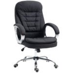 Ergonomic Office Chair, Executive Office Chair with Arm, Swivel Wheels, Linen Fabric, Adjustable Height, Black