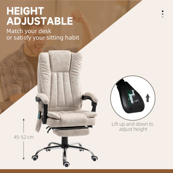 Vibrating Massage Office Chair with Heat, Executive Office Chair with Height Adjustable and Footrest, Cream White - Image 5