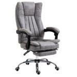 Ergonomic Office Chair, Microfibre Executive Chair with Recline, Armrests, Swivel, Wheels, Footrest, Grey