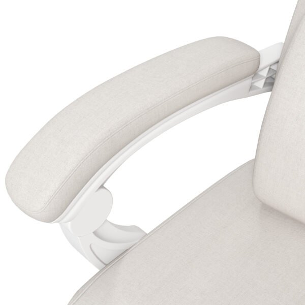 High Back Office Chair Reclining Computer Chair with Footrest Lumbar Support Adjustable Height Swivel Wheels White - Image 9