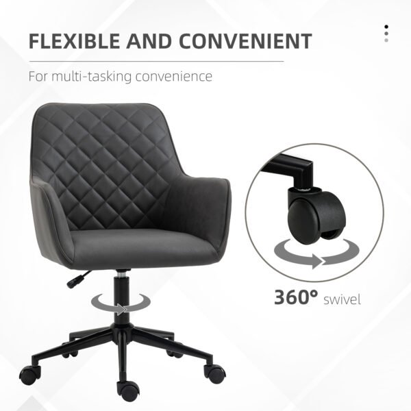 Home Office Chair with Leather-Feel Fabric for Home Study & Leisure, Wheeled Seating, Computer Desk Chair, Grey - Image 5
