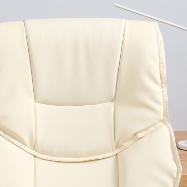 Computer Desk Chair with Adjustable Height & Rocking Function, High Back Executive Office Chair, Faux Leather, Cream White. - Image 8