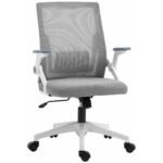 Mesh Office Chair with Lumbar Support, Adjustable Height, Flip-up Armrests, and Swivel Wheels, Ergonomic Desk Chair, Grey