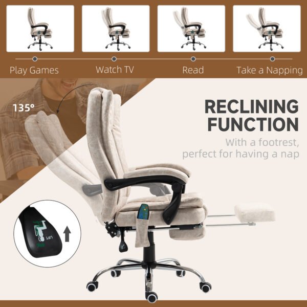 Vibrating Massage Office Chair with Heat, Executive Office Chair with Height Adjustable and Footrest, Cream White - Image 9