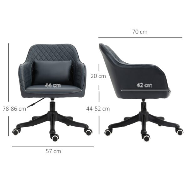 PU Leather Massage Office Chair, Computer Desk Chair, Electric Vibration Massage Lumbar Pillow with Wheels, Blue - Image 3