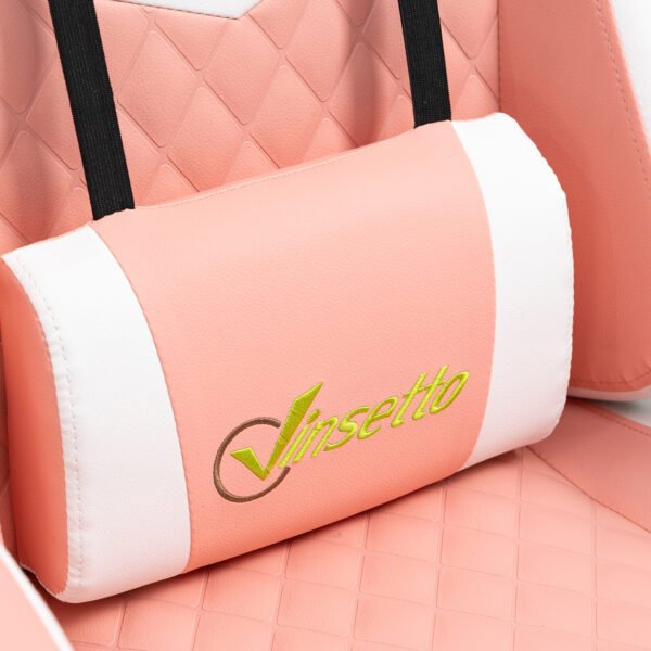 Racing Gaming Chair with Lumbar Support, Headrest, Swivel Wheel, PVC Leather Gamer Desk Chair for Home Office, Pink - Image 9