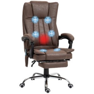 Vibrating Massage Office Chair with Heat, Executive Office Chair, Desk Chair with Height Adjustable and Footrest, Dark Brown