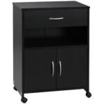Mobile Printer Cabinet: Ample Storage, Open Shelf, Drawer, Black