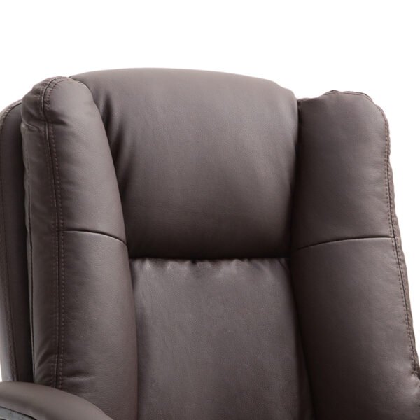 Swivel Executive Office Chair Mid Back Faux Leather Computer Desk Chair for Home with Double-Tier Padding, Arm, Wheels, Brown - Image 9