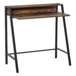 Writing Desk with Storage Shelf and Metal frame, Computer Table, Home Office PC Laptop Workstation, Rustic Brown