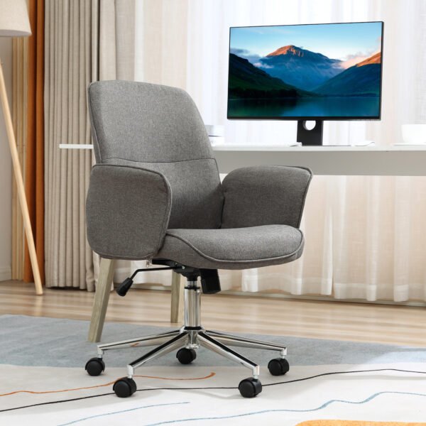 Rocking Chair Office Chair Mid Back Executive Adjustable with Wheels Light Grey - Image 2