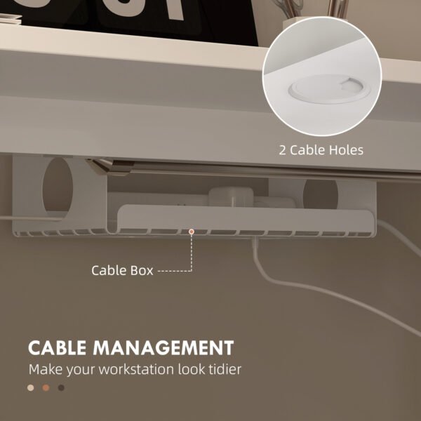 Electric Standing Desk, Height Adjustable Office Table w/ 3 Memory Settings, Collision Avoidance and Overheat Protection, White - Image 6