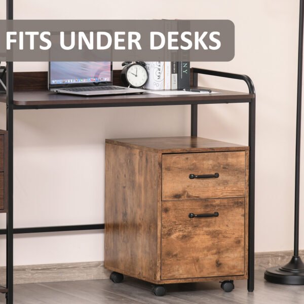 Rolling File Cabinet with 2 Drawers, Hanging File Folder, Home Office Under Desk Mobile Filing Organizer - Image 8