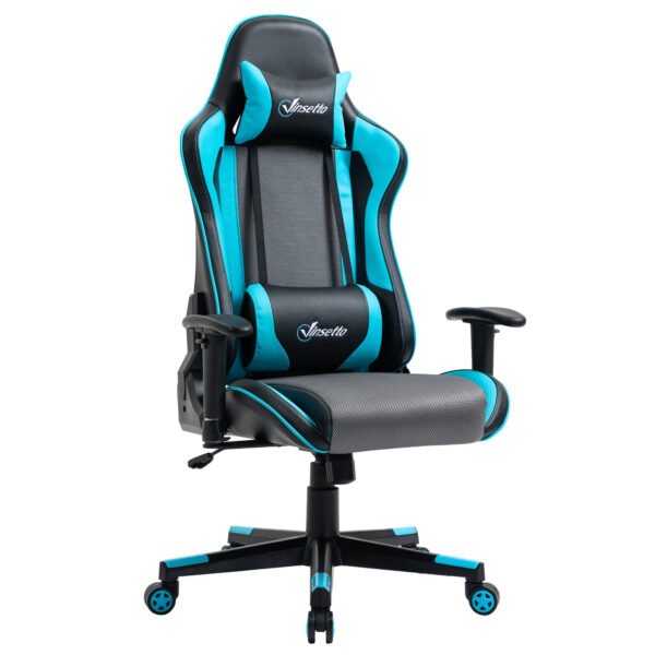 Gaming Chair Racing Style Ergonomic Office Chair High Back Computer Desk Chair Adjustable Height Swivel Recliner with Headrest Sky Blue