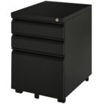 Mobile Vertical File Cabinet Lockable Metal Filling Cabinet w/ 3 Drawers Anti-tilt Design for Letter A4 Legal Size Fully Assembled