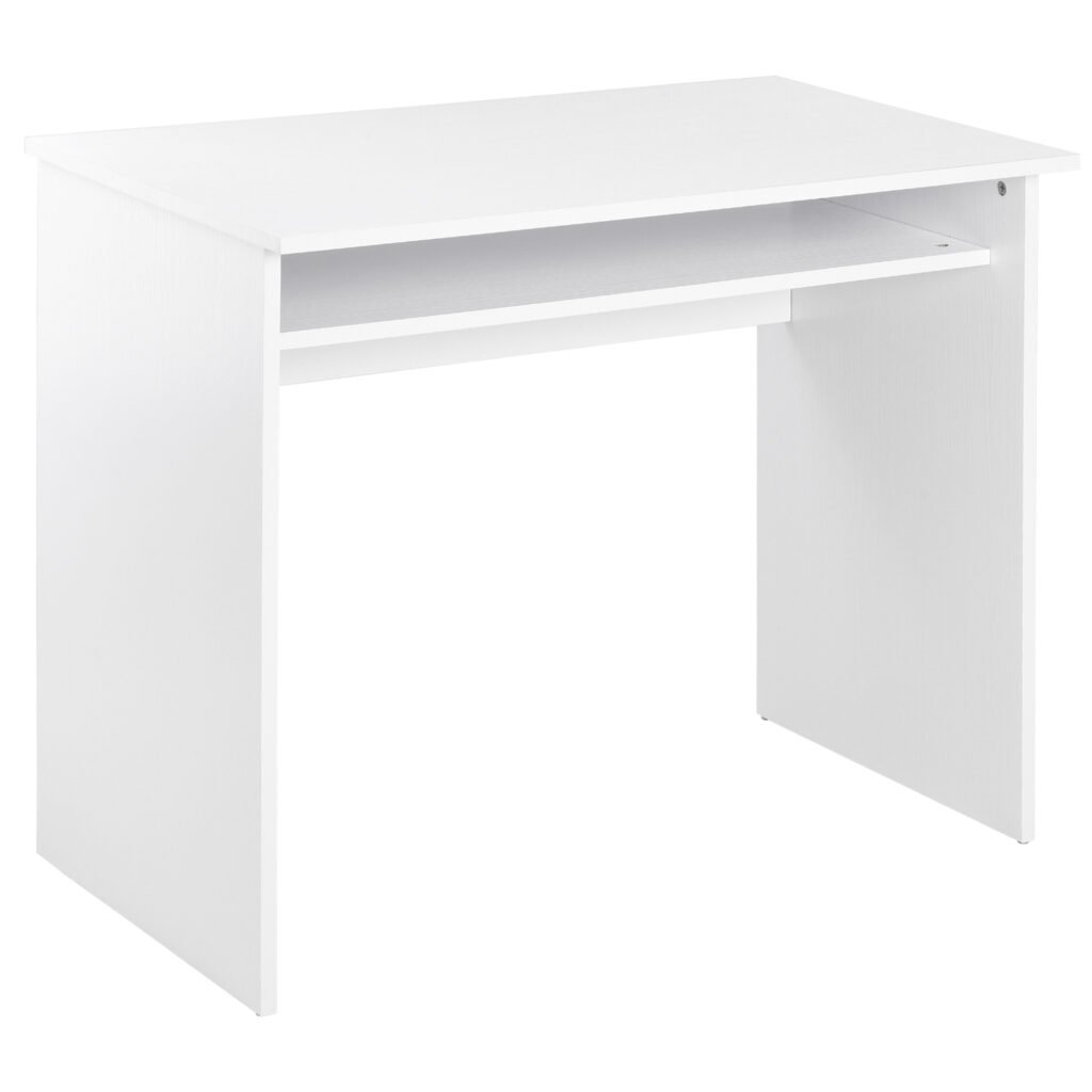 Working Desk with Storage Shelf, Writing Desk, Computer Tablek, Writing Reading for Home and Office, White