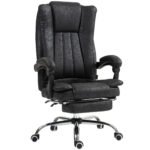 Home Office Chair, Executive Office Chair with Reclining Function Armrests, Swivel Wheels, Footrest, Computer Desk Chair, Black