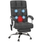 Executive Office Massage Chair, Microfibre Computer Chair with Vibration, Armrest, 135 Recline, Charcoal Grey