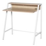 Writing Desk, Computer Table for Home Office, PC Laptop Workstation with Storage Shelf, White and Oak