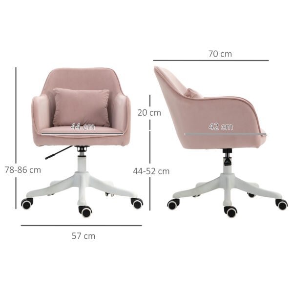 Velvet Style Massage Office Chair with Rechargeable Electric Vibration Massage Lumbar Pillow, Wheels, Massage Desk Chair, Pink - Image 3