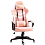 Racing Gaming Chair with Lumbar Support, Headrest, Swivel Wheel, PVC Leather Gamer Desk Chair for Home Office, Pink