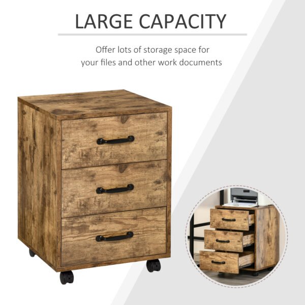 Rolling File Cabinet with 3 Drawers, Under Desk Mobile Filing Organizer Home Office Bedroom Furniture - Image 4
