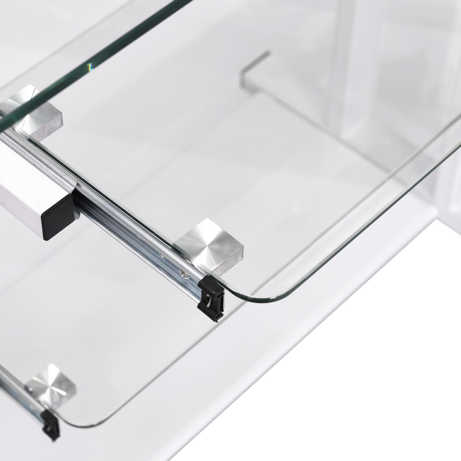 Mobile Glass Computer Desk, Workstation on Wheels, Laptop PC Desk for Home Office, White. - Image 9