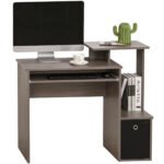 Computer Table with Sliding Keyboard Tray, Storage Drawer & Shelf, Home Office PC Desk, Computer Desk, Grey