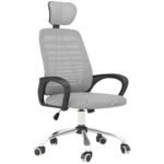 Office Chair, Ergonomic, Mesh Desk Chair with Rotatable Headrest, Lumbar Back Support, Armrest, Grey.