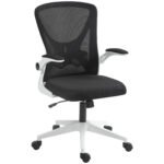 Mesh Office Chair with Flip-Up Armrests, Adjustable Height, Tilt, Ergonomic Desk Chair, Black & White
