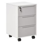 Mobile 3-Drawer Locking File Cabinet, Chest of Drawers Side Table on Wheels, for Office, Bedroom, Living Room, White