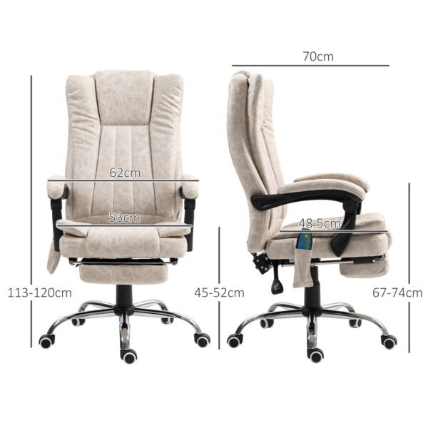 Vibrating Massage Office Chair with Heat, Executive Office Chair with Height Adjustable and Footrest, Cream White - Image 3