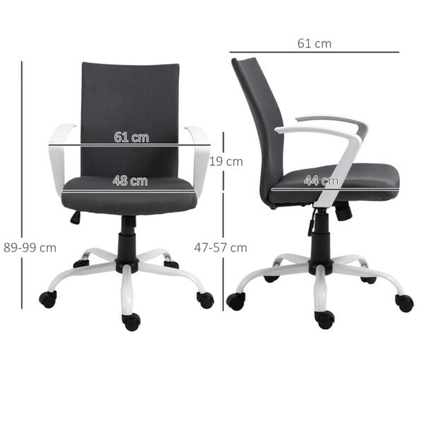 Computer Desk Chair WITH Adjustable Height, Armrests, Wheels, Linen Swivel Desk Chair, Home Office Chair, Dark Grey - Image 3