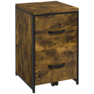 Vertical Filing Cabinet, 70cm with 2 Drawers, A4 Letter Size Home Office Organizer, Rustic Brown