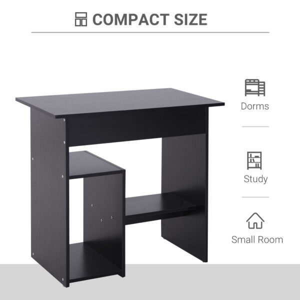 Compact Small Computer PC Table Wooden Desk Keyboard Tray Storage Shelf Modern Corner Table Home Office Gaming and Study Black - Image 5